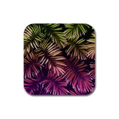 Purple Leaves Rubber Square Coaster (4 Pack)  by goljakoff