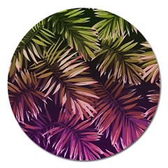 Purple Leaves Magnet 5  (round) by goljakoff