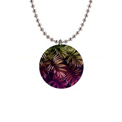 Purple Leaves 1  Button Necklace