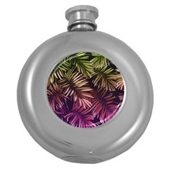 Purple Leaves Round Hip Flask (5 Oz) by goljakoff