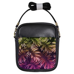 Purple Leaves Girls Sling Bag by goljakoff