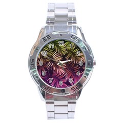 Purple Leaves Stainless Steel Analogue Watch by goljakoff