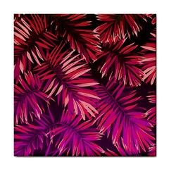 Pink leaves Tile Coaster