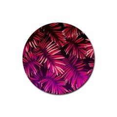 Pink Leaves Rubber Round Coaster (4 Pack)  by goljakoff