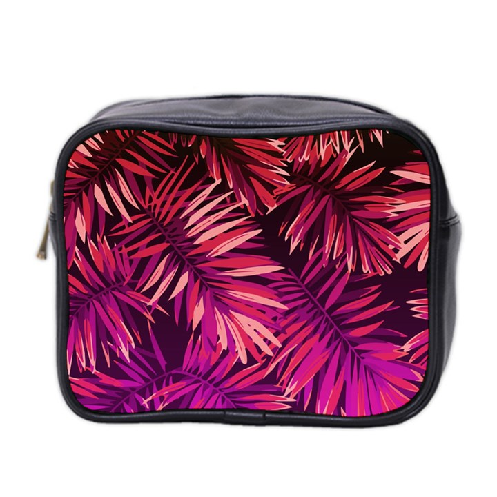 Pink leaves Mini Toiletries Bag (Two Sides)