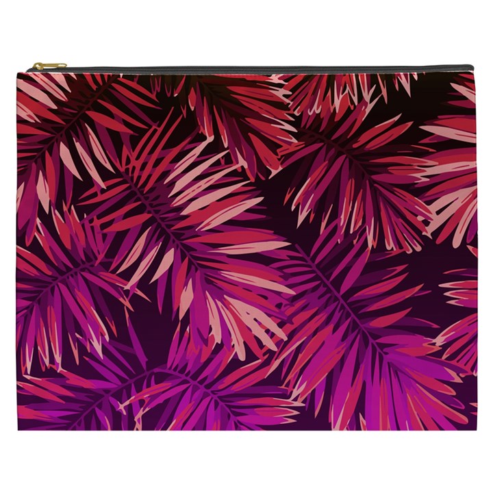 Pink leaves Cosmetic Bag (XXXL)