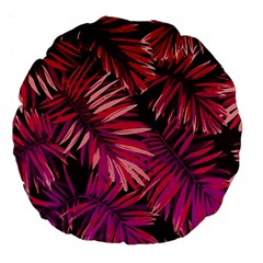 Pink Leaves Large 18  Premium Round Cushions by goljakoff