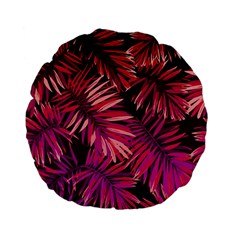 Pink Leaves Standard 15  Premium Flano Round Cushions by goljakoff