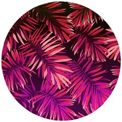 Pink leaves Wooden Puzzle Round