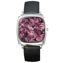 Rose Leaves Square Metal Watch by goljakoff