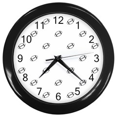 American Football Ball Motif Print Pattern Wall Clock (black) by dflcprintsclothing