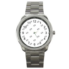 American Football Ball Motif Print Pattern Sport Metal Watch