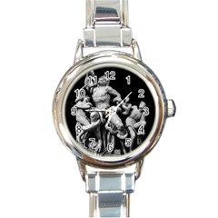 Laocoon Sculpture Over Black Round Italian Charm Watch