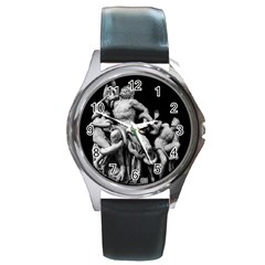 Laocoon Sculpture Over Black Round Metal Watch