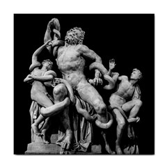 Laocoon Sculpture Over Black Tile Coaster