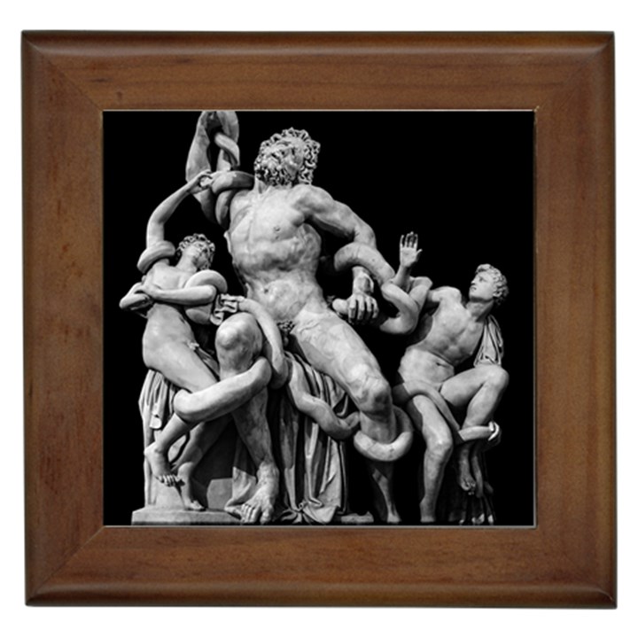 Laocoon Sculpture Over Black Framed Tile