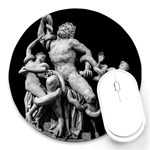 Laocoon Sculpture Over Black Round Mousepads Front