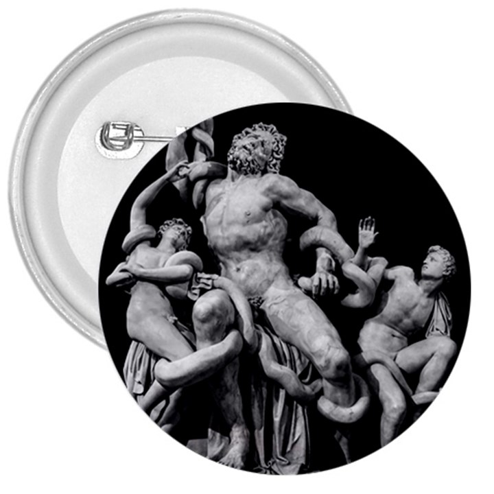 Laocoon Sculpture Over Black 3  Buttons