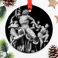 Laocoon Sculpture Over Black Ornament (Round)