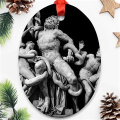 Laocoon Sculpture Over Black Ornament (oval) by dflcprintsclothing