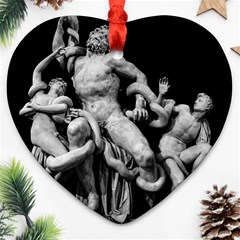 Laocoon Sculpture Over Black Ornament (heart) by dflcprintsclothing