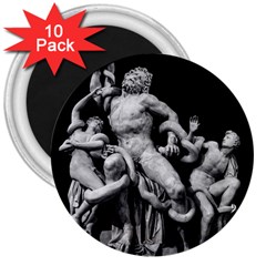 Laocoon Sculpture Over Black 3  Magnets (10 pack) 