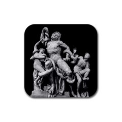 Laocoon Sculpture Over Black Rubber Square Coaster (4 pack) 