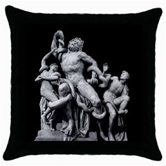 Laocoon Sculpture Over Black Throw Pillow Case (Black)