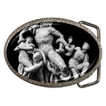 Laocoon Sculpture Over Black Belt Buckles Front