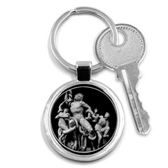 Laocoon Sculpture Over Black Key Chain (Round)