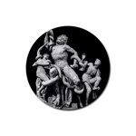 Laocoon Sculpture Over Black Rubber Round Coaster (4 pack)  Front