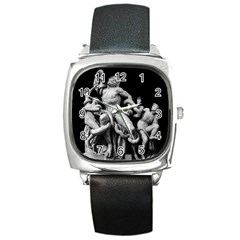 Laocoon Sculpture Over Black Square Metal Watch