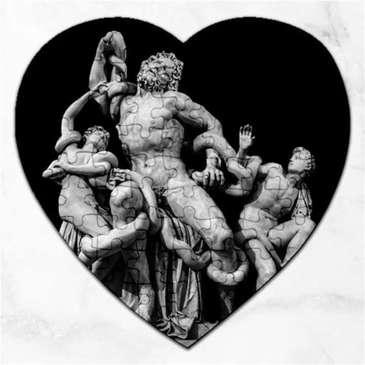 Laocoon Sculpture Over Black Jigsaw Puzzle (Heart)