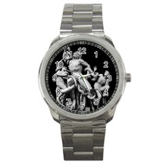 Laocoon Sculpture Over Black Sport Metal Watch