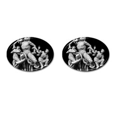 Laocoon Sculpture Over Black Cufflinks (Oval)