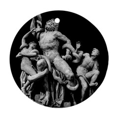 Laocoon Sculpture Over Black Round Ornament (Two Sides)