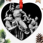 Laocoon Sculpture Over Black Heart Ornament (Two Sides) Front