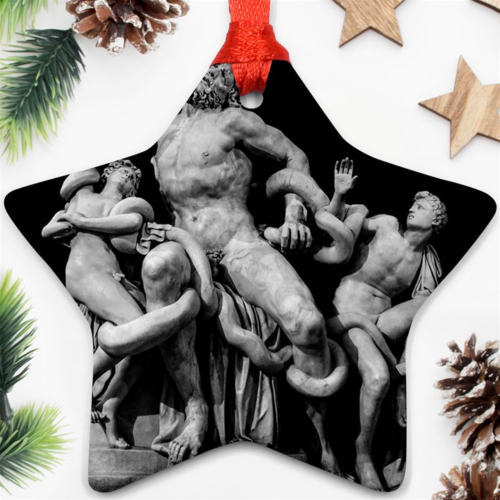 Laocoon Sculpture Over Black Star Ornament (Two Sides)