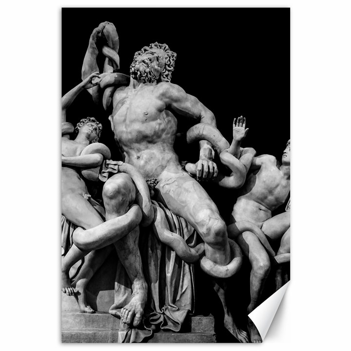 Laocoon Sculpture Over Black Canvas 12  x 18 