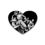 Laocoon Sculpture Over Black Rubber Coaster (Heart)  Front