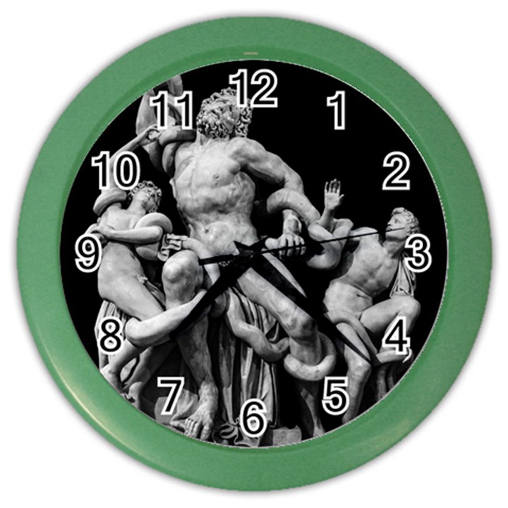 Laocoon Sculpture Over Black Color Wall Clock