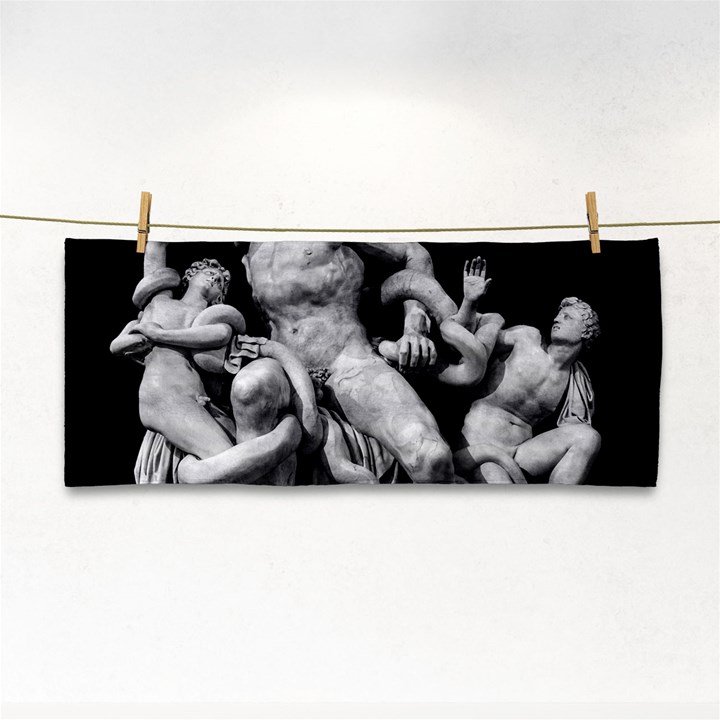 Laocoon Sculpture Over Black Hand Towel