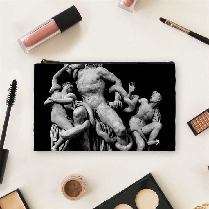 Laocoon Sculpture Over Black Cosmetic Bag (Medium)