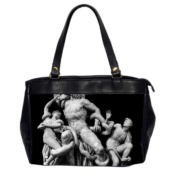 Laocoon Sculpture Over Black Oversize Office Handbag (2 Sides)