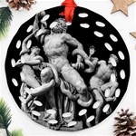 Laocoon Sculpture Over Black Ornament (Round Filigree) Front