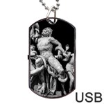 Laocoon Sculpture Over Black Dog Tag USB Flash (One Side) Front