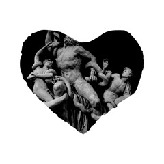 Laocoon Sculpture Over Black Standard 16  Premium Heart Shape Cushions