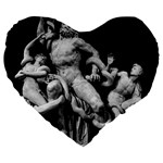 Laocoon Sculpture Over Black Large 19  Premium Heart Shape Cushions Front