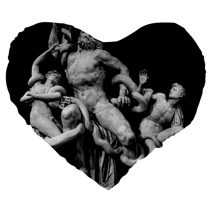 Laocoon Sculpture Over Black Large 19  Premium Heart Shape Cushions