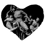 Laocoon Sculpture Over Black Large 19  Premium Heart Shape Cushions Back